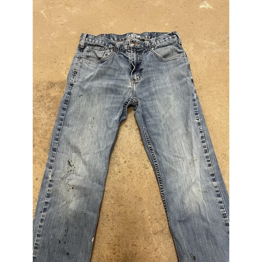 Carhartt 102804 M49‎ Jeans Mens 32x32 Medium Wash Blue Relaxed Stretch Zip Fly